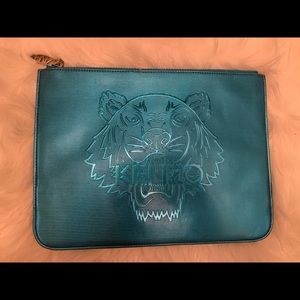 Blue Kenzo zip clutch bag